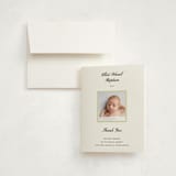"Photo Framed" - Baptism and Christening Thank You Cards in Sage by Sherley Ferreira - Card with Envelope
