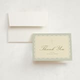 "Vintage Lace" - Baptism and Christening Thank You Cards in Sage by Rina Ozum - Card with Envelope