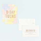 "Bday Twins" - Children's Birthday Party Invitations in Creamsicle by Baumbirdy - Assembled