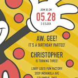 "Disney Mickey Mouse Aw, Gee!" - Children's Birthday Party Invitations in Sunshine by Heather Schertzer - Detail