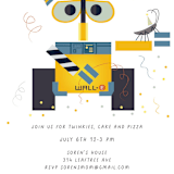 "Disney and Pixar's Wall-E and Hal" - Children's Birthday Party Invitations in Pearl by Ani Somi - Detail