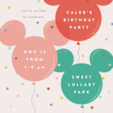 "Disney's Mickey Mouse Balloon Trio" - Children's Birthday Party Invitations in Berry by chocomocacino - Detail