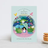 "Disney's Alice in Wonderland in the Flower Garden" - Children's Birthday Party Invitations in Aqua by Becky Nimoy - Front