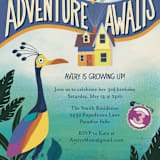 "Disney and Pixar Up! Adventure" - Children's Birthday Party Invitations in Sky by Rebekah Canavan - Detail