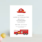 "firehouse" - Children's Birthday Party Invitations in Firetruck by Julee London - Front