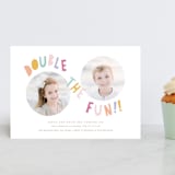 "Double the fun" - Children's Birthday Party Invitations in Sherbet by Creo Study - Front