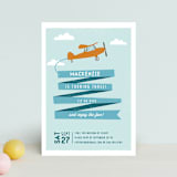 "Airplane News Stream" - Children's Birthday Party Invitations in Sky by Karidy Walker - Front