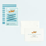 "Airplane News Stream" - Children's Birthday Party Invitations in Sky by Karidy Walker - Assembled