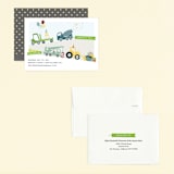 "Trucks on Parade" - Children's Birthday Party Invitations in Grass by Rebecca Bowen - Assembled