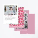 "Berry Sweet" - Children's Birthday Party Invitations in Strawberry by Laura Hankins - Back of Card Options