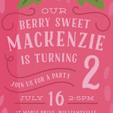 "Berry Sweet" - Children's Birthday Party Invitations in Strawberry by Laura Hankins - Detail