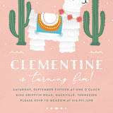 "Llama Piñata" - Children's Birthday Party Invitations in Strawberry by Jennifer Lew - Detail