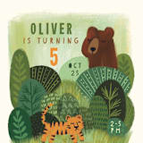 "Bear and Tiger" - Children's Birthday Party Invitations in Forest by iamtanya - Detail