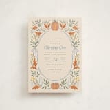 "Pumpkins + Bows" - Children's Birthday Party Invitations in Cornflower by Laura Hankins - Front