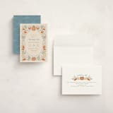 "Pumpkins + Bows" - Children's Birthday Party Invitations in Cornflower by Laura Hankins - Assembled