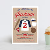 "Little Slugger" - Children's Birthday Party Invitations in Patriotic by One Swell Studio - Front