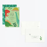 "Let's Roar DInosaur" - Children's Birthday Party Invitations in Forest by melanie mikecz - Assembled