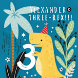 "Three-Rex" - Children's Birthday Party Invitations in Jungle by Cindy Chu - Detail