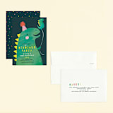 "Dinosaur Balloon" - Children's Birthday Party Invitations in Teal by Lori Wemple - Assembled