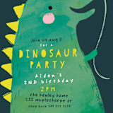"Dinosaur Balloon" - Children's Birthday Party Invitations in Teal by Lori Wemple - Detail