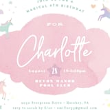 "Unicorn Dreams" - Children's Birthday Party Invitations in Bubblegum by Jennifer Wick - Detail