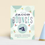 "Bounce into a birthday" - Children's Birthday Party Invitations in Aquamarine by Heather Francisco - Front