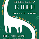 "Dinotastic" - Children's Birthday Party Invitations in Palm by Laura Hankins - Detail