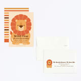 "Wild Lion" - Children's Birthday Party Invitations in Sand by Kacey Kendrick Wagner - Assembled