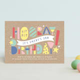 "Colorblock" - Children's Birthday Party Invitations in Kraft by Laura Hankins - Front
