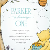 "Disney's Pooh Forest Scene" - Children's Birthday Party Invitations in Sky by Pixel and Hank - Detail