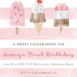"Sweet Treats" - Children's Birthday Party Invitations in Bubblegum by Shirley Lin Schneider - Detail