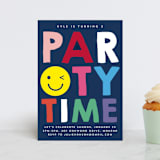 "Emoji Party" - Children's Birthday Party Invitations in Navy by Baumbirdy - Front