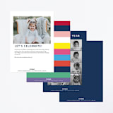 "Emoji Party" - Children's Birthday Party Invitations in Navy by Baumbirdy - Back of Card Options
