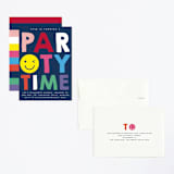 "Emoji Party" - Children's Birthday Party Invitations in Navy by Baumbirdy - Assembled