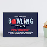 "Bowling birthday party" - Children's Birthday Party Invitations in Blue Slate by Anupama - Front