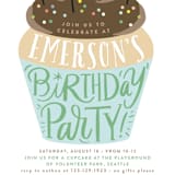 "Cupcake Topper" - Children's Birthday Party Invitations in Turquoise by Alethea and Ruth - Detail