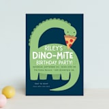 "Arched Dinosaur" - Children's Birthday Party Invitations in Leaf by Kacey Kendrick Wagner - Front