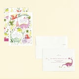 "Party Dinos" - Children's Birthday Party Invitations in Forest by Sarah Knight - Assembled