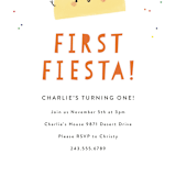 "1st Fiesta" - Children's Birthday Party Invitations in Spicy by Itsy Belle Studio - Detail
