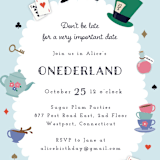 "Disney's Alice In Wonderland Birthday" - Children's Birthday Party Invitations in Sky by Annie Holmquist - Detail