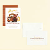 "Disney and Pixar's Tow-riffic Mater" - Children's Birthday Party Invitations in Pearl by Jessie Steury - Assembled