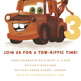 "Disney and Pixar's Tow-riffic Mater" - Children's Birthday Party Invitations in Pearl by Jessie Steury - Detail