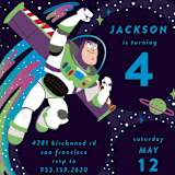 "Disney and Pixar birthday Buzz" - Children's Birthday Party Invitations in Night Sky by Katie Zimpel - Detail