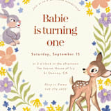 "Disney's Magical Bambi" - Children's Birthday Party Invitations in Cream by Cass Loh - Detail