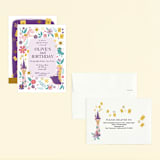"Disney's Tangled Floral Birthday Invite" - Children's Birthday Party Invitations in Lilac by Katherine Dietz - Assembled