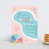 "Cool Pool Party" - Children's Birthday Party Invitations in Coral by Lisa McLean - Front
