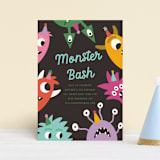 "Monsters" - Children's Birthday Party Invitations in Midnight by Morgan Kendall - Front
