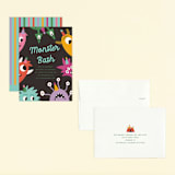 "Monsters" - Children's Birthday Party Invitations in Midnight by Morgan Kendall - Assembled