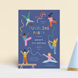 "Tumbling Party" - Children's Birthday Party Invitations in Blueberry by Kelly Watkins - Front