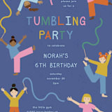 "Tumbling Party" - Children's Birthday Party Invitations in Blueberry by Kelly Watkins - Detail